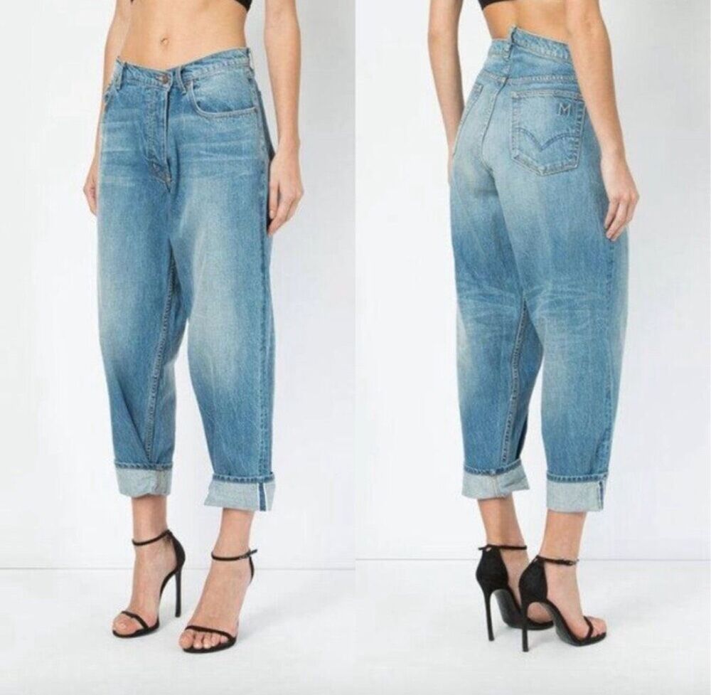 MONSE Deconstructed Asymmetrical Light Solid Wash Relaxed Baggy Jeans Size 25